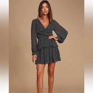 Lulus Tell You I Love You Black Floral Print Twist-front Mini Dress - Size XS